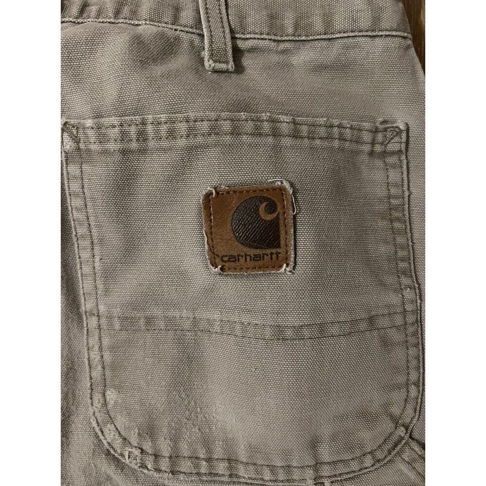 Carhartt Mens Beige B11 DES Khaki Cargo Dungaree Fit Work Carpenter Pants 34X34 - Picture 3 of 3